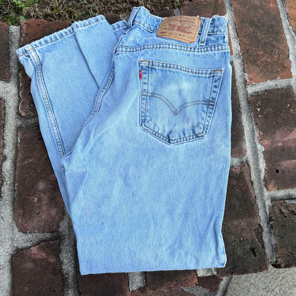 Levis "505" regular fit straight leg blue jeans size 36 X 30 - Picture 7 of 7